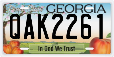 GA license plate QAK2261