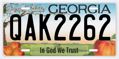 GA license plate QAK2262