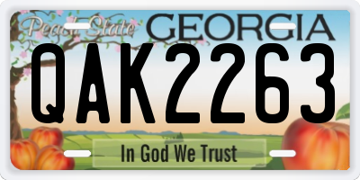 GA license plate QAK2263