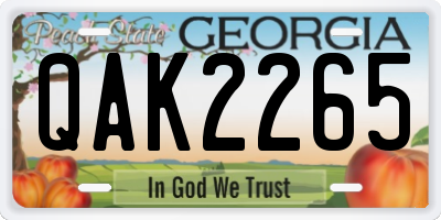 GA license plate QAK2265
