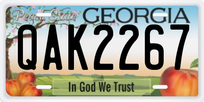 GA license plate QAK2267