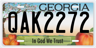 GA license plate QAK2272