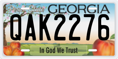 GA license plate QAK2276