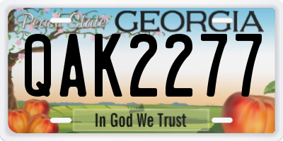 GA license plate QAK2277