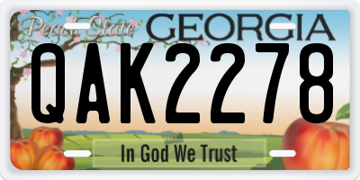 GA license plate QAK2278