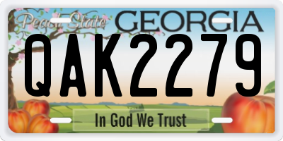 GA license plate QAK2279