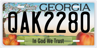 GA license plate QAK2280
