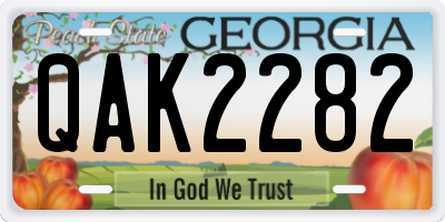 GA license plate QAK2282