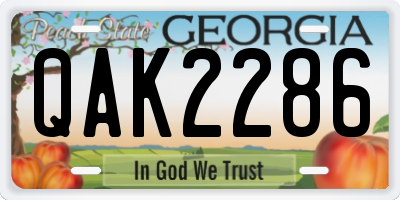 GA license plate QAK2286