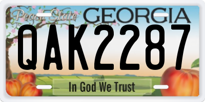 GA license plate QAK2287