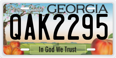 GA license plate QAK2295