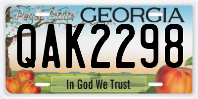 GA license plate QAK2298