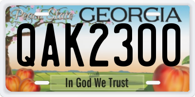GA license plate QAK2300