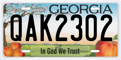 GA license plate QAK2302