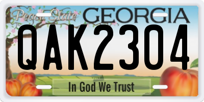 GA license plate QAK2304