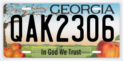 GA license plate QAK2306