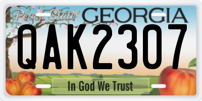 GA license plate QAK2307