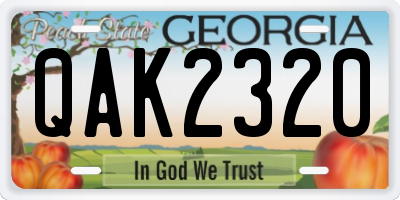 GA license plate QAK2320