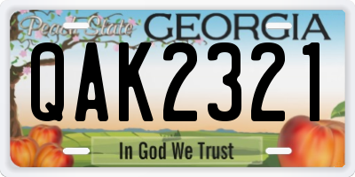 GA license plate QAK2321