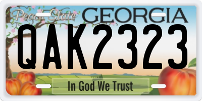GA license plate QAK2323