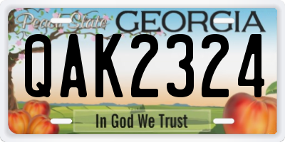 GA license plate QAK2324