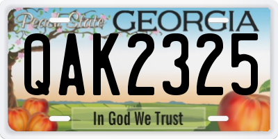 GA license plate QAK2325
