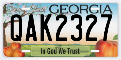 GA license plate QAK2327