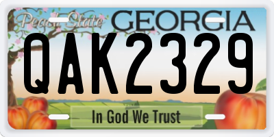 GA license plate QAK2329