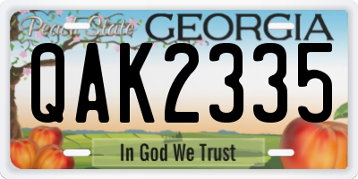 GA license plate QAK2335