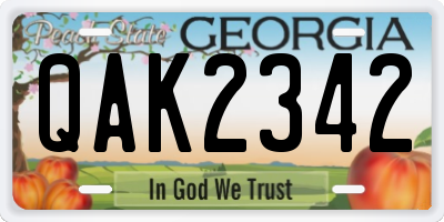 GA license plate QAK2342