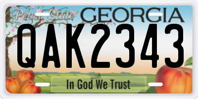 GA license plate QAK2343