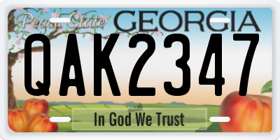 GA license plate QAK2347