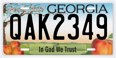 GA license plate QAK2349