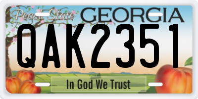 GA license plate QAK2351