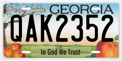 GA license plate QAK2352