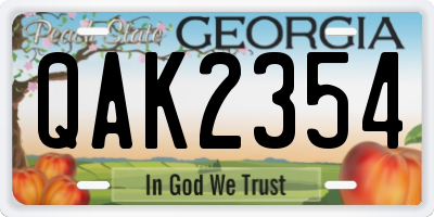 GA license plate QAK2354