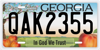 GA license plate QAK2355