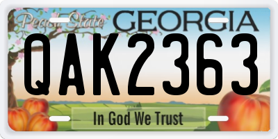 GA license plate QAK2363