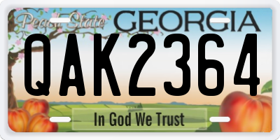 GA license plate QAK2364