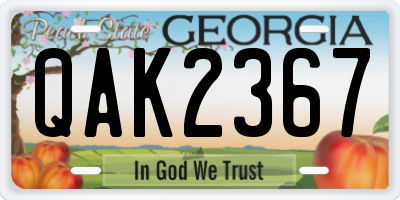 GA license plate QAK2367