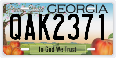 GA license plate QAK2371