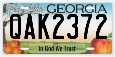GA license plate QAK2372
