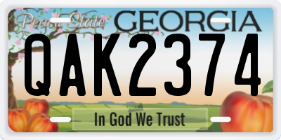 GA license plate QAK2374