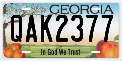 GA license plate QAK2377