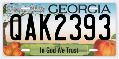 GA license plate QAK2393