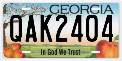 GA license plate QAK2404