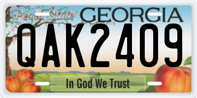 GA license plate QAK2409