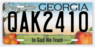 GA license plate QAK2410