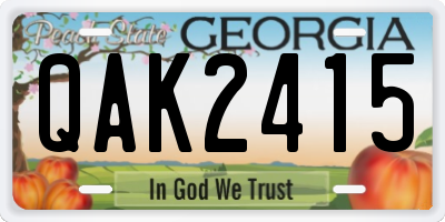 GA license plate QAK2415