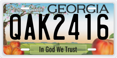 GA license plate QAK2416